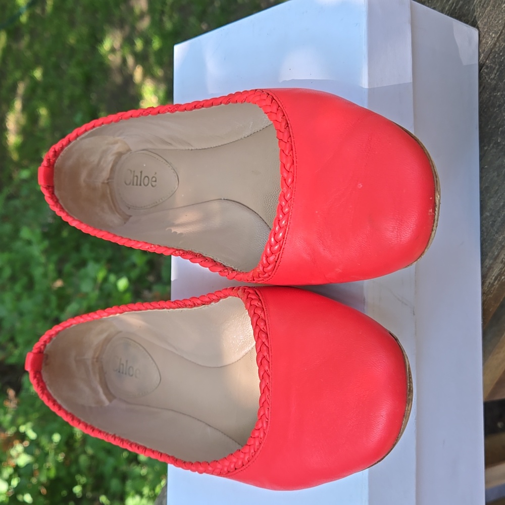 Chloe coral ballet flats
